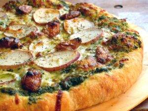 Pesto Pizza With Roasted Garlic & Potato