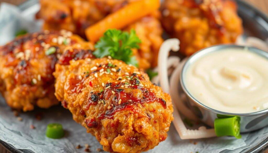 Generate an image of a delicious air fryer chicken recipe.