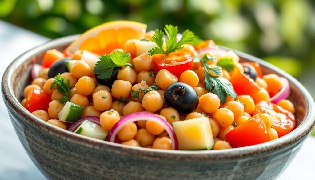 Image of a Mediterranean Chickpea Salad bowl