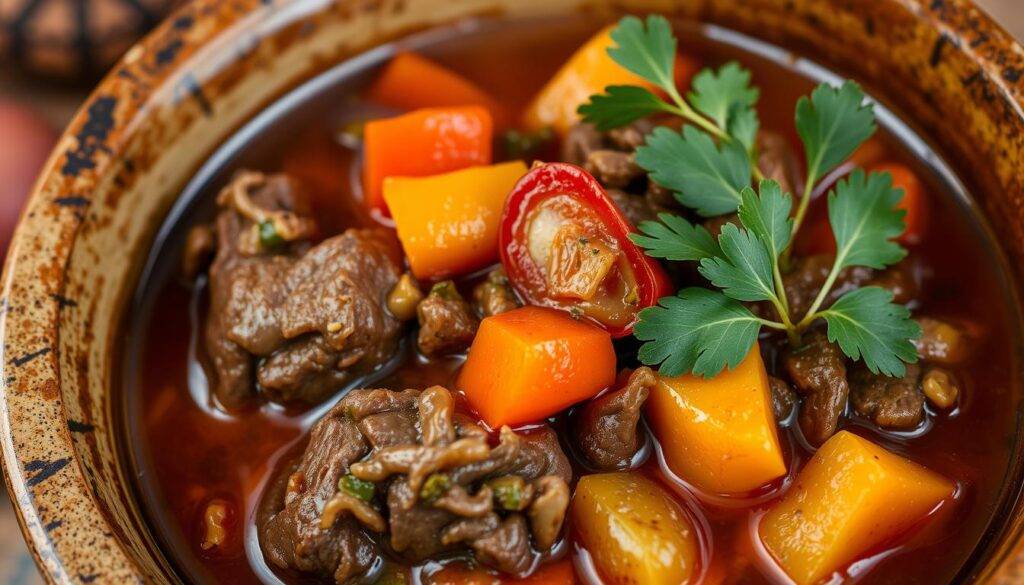 Image of a rich and flavorful slow cooker beef stew