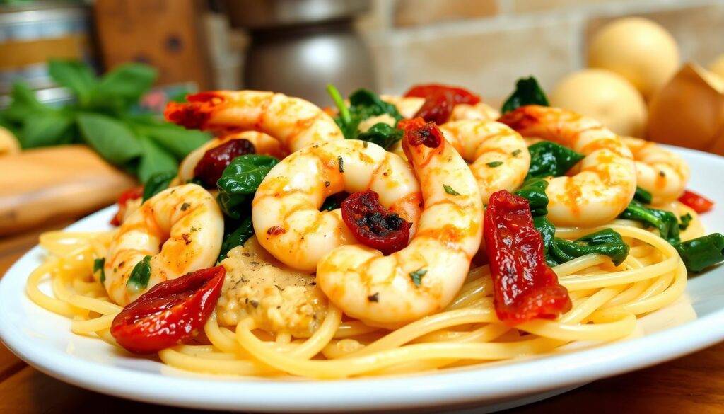 Image of creamy Tuscan shrimp