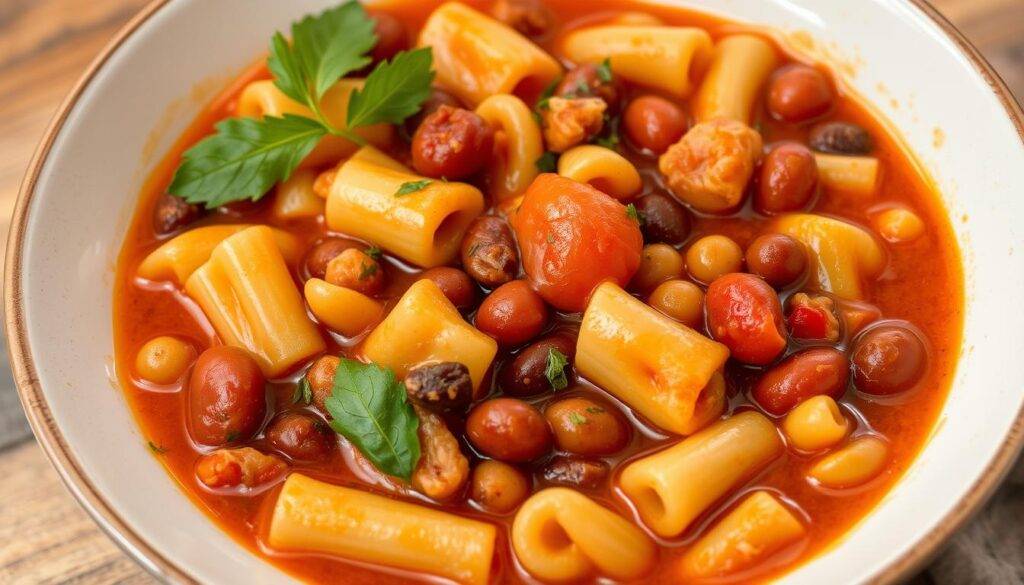 Image of pasta e fagioli in a bowl
