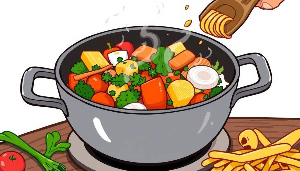 One-pot cooking illustration