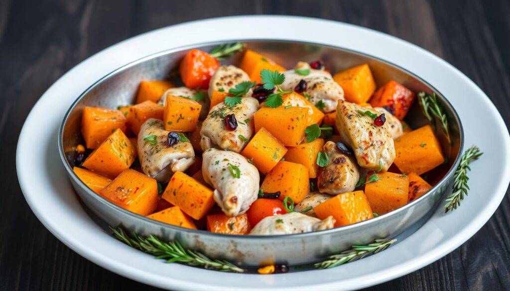 Turkey and sweet potato skillet with herbs and spices