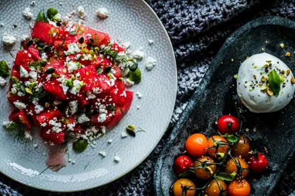 Watermelon Feta Mint Salad with Lime Dressing (10 Minutes)